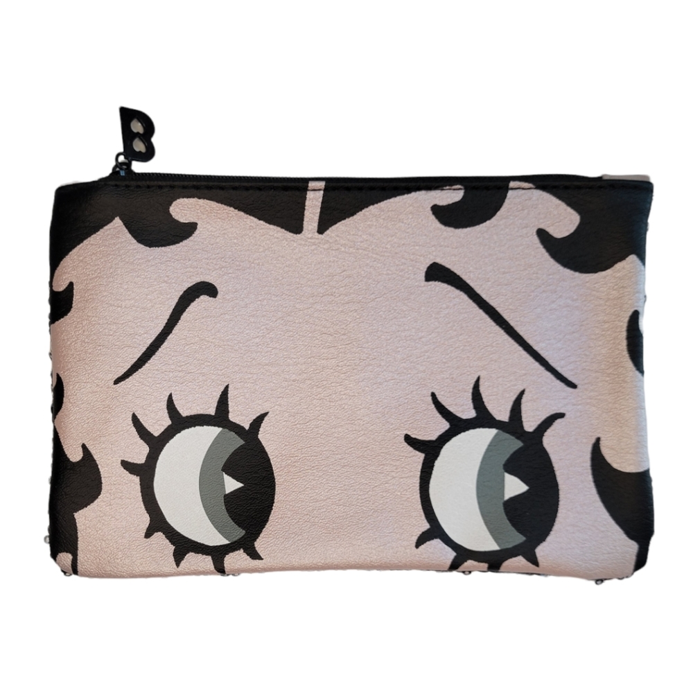 Ipsy Betty Boop Graphic & Black Sequin Cosmetic Bag / Clutch NWOT